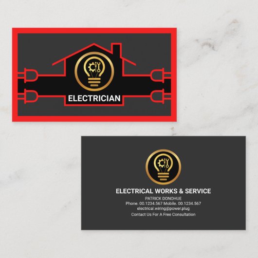 Opvallend Rood Elektrisch Startcircuit Visitekaartje (Voorkant / Achterkant)