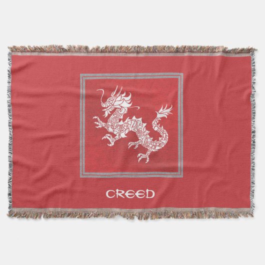 Opvallend Rood en Wit Dragon Gooi Deken (Voorkant)