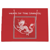 Opvallend rood en wit jaar van de draak groot cadeauzakje (Voorkant)