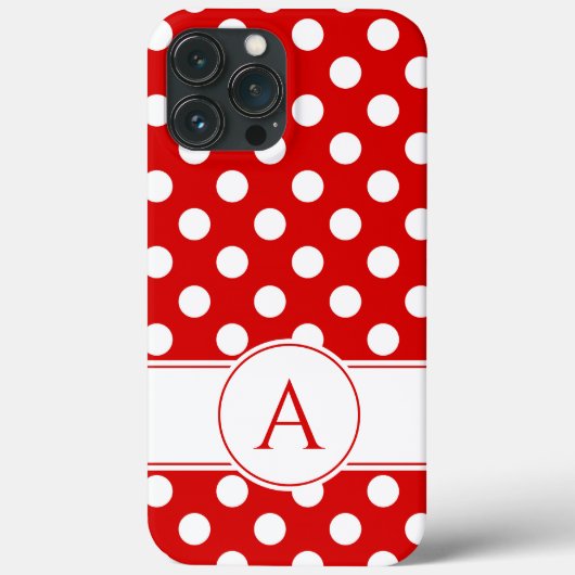 Opvallend rood en wit poka-punts aangepast monogra Case-Mate iPhone case (Achterkant)