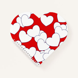 Opvallend rood hartvormig notebook met grote harte notitieboek