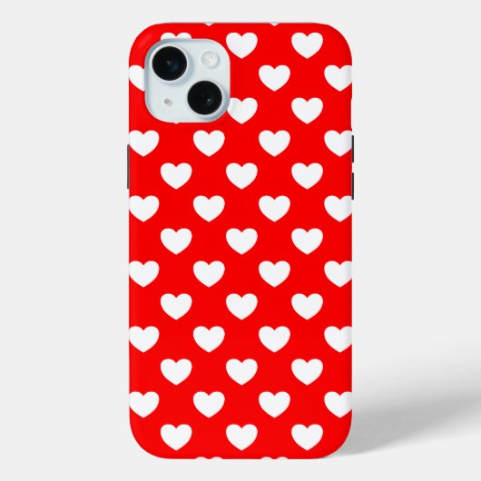Opvallend Rood iPhone hoes Wit Harten Patroon (Achterkant)