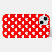 Opvallend Rood iPhone hoes Wit Harten Patroon (Achterkant (horizontaal))