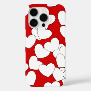 Opvallend rood iPhone-Hoesje met witte harten iPhone 16 Pro Hoesje
