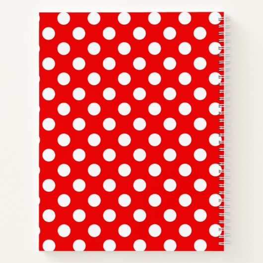 Opvallend rood notebook met grote witte pooldots notitieboek (Achterkant)