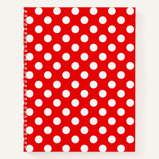 Opvallend rood notebook met grote witte pooldots notitieboek (Voorkant)