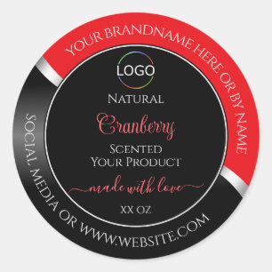 Opvallend Rood Zwart Wavy Zilver Logo Product Labe Ronde Sticker