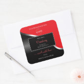 Opvallend Rood Zwart Wavy Zilver Logo Product Labe Vierkante Sticker (Envelop)
