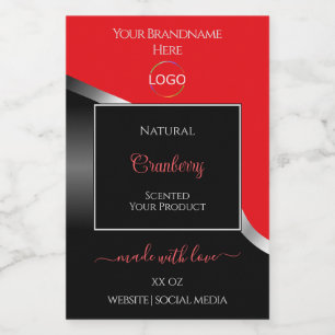 Opvallend Rood Zwart Wavy Zilver Logo Product Labe Voedselcontainer Etiket