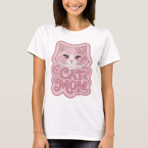 Opvallend roze CAT MOM ontwerp met vet accent T-shirt