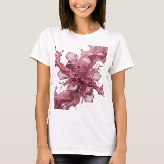 Opvallend roze CRYSTAL FUSION Quote T-shirt (Voorkant)