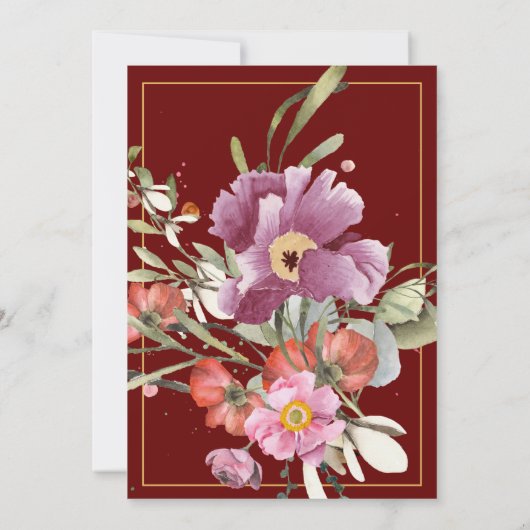 Opvallend roze Floral Gold Ampersand Vrijgezellenf Kaart (Achterkant)