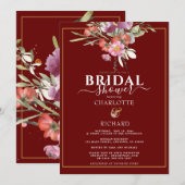 Opvallend roze Floral Gold Ampersand Vrijgezellenf Kaart (Voorkant / Achterkant)