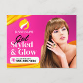 Opvallend Roze Haar Stijl Make-up Artiest Salon Briefkaart (Voorkant)