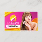 Opvallend Roze Haar Stijl Make-up Artiest Salon Klantenkaartje (Voorkant)