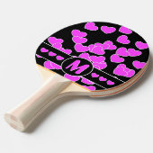 Opvallend roze harten op zwart/wit, monogram tafeltennisbatje (Voorkant Gekanteld)