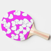 Opvallend roze met witte harten tafeltennisbatje (Zijkant)