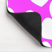 Opvallend roze mousepad met groot wit hart muismat (Hoek)