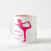 Opvallend roze Silhouette van dame in rekpose Tweekleurige Koffiemok (Voorkant links)