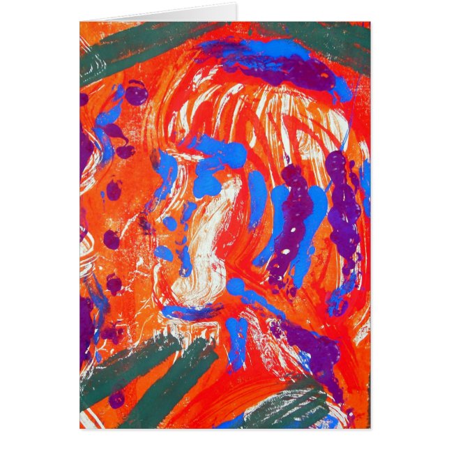 Opvallend semiabstract oranje groen blauw afdrukke (Voorkant)