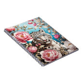 Opvallend sneeuw luipaard blik en roze pioenen notitieboek (Rechterzijde)