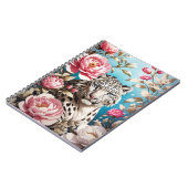 Opvallend sneeuw luipaard blik en roze pioenen notitieboek (Linkerzijde)