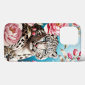 Opvallend Sneeuw Luipaard Gaze en Roze Pioenen Case-Mate iPhone Case (Achterkant (horizontaal))