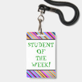 Opvallend "STUDENT VAN DE WEEK!" Badge (Achterkant met lanyard)