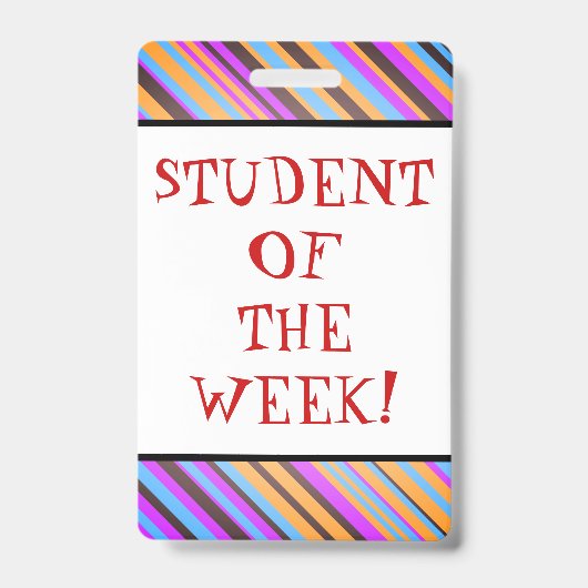 Opvallend "STUDENT VAN DE WEEK!" Badge (Voorzijde)