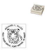 Opvallend terugzendadres tijgerronde rubberstempel (Gestempeld)