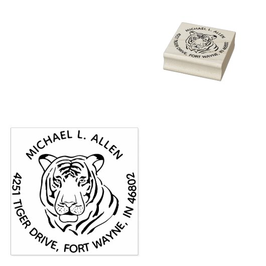 Opvallend terugzendadres tijgerronde rubberstempel (Gestempeld)