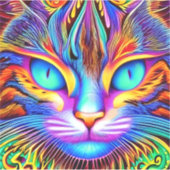 Opvallend Thee ogen Kleurrijke Ai Generated Cat Sticker (Voorkant)