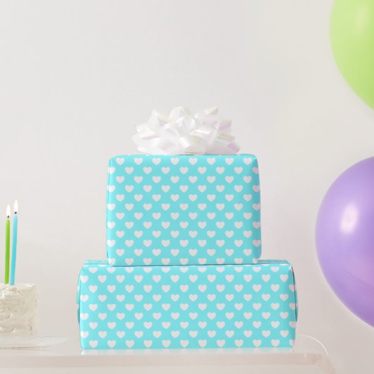 Opvallend turquoise met Cute Hearts Pattern Cadeaupapier (Feestgeschenken)