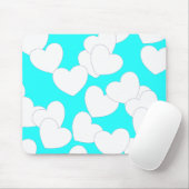 Opvallend turquoise Mousepad met groot wit hart Muismat (Met muis)