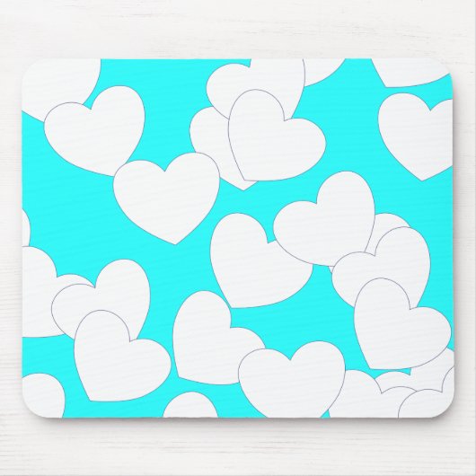 Opvallend turquoise Mousepad met groot wit hart Muismat (Voorkant)