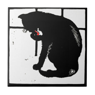 Opvallend Victoriaans houtsnede Dierlijke Onderzet Tegeltje