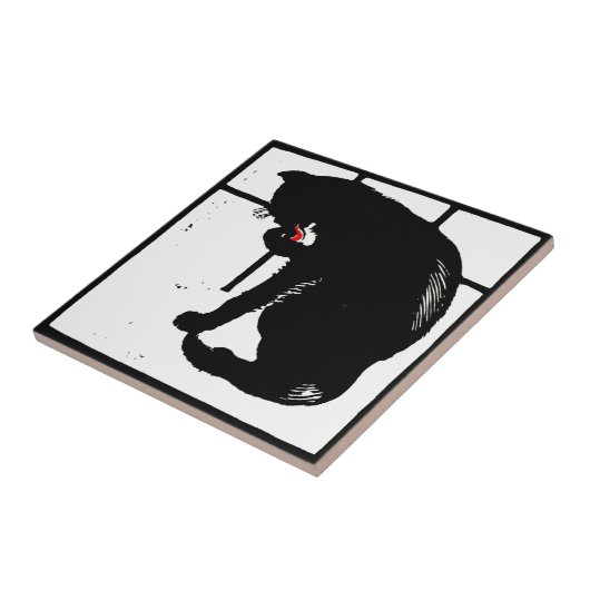 Opvallend Victoriaans houtsnede Dierlijke Onderzet Tegeltje (Zijkant)