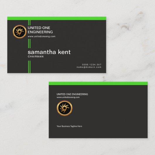 Opvallend vlakte Eenvoudige groene lijn Retrofound Visitekaartje (Voorkant / Achterkant)