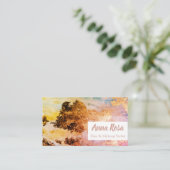 * Opvallend Waterverf Blauw roze Abstract goud Visitekaartje (Staand voorkant)