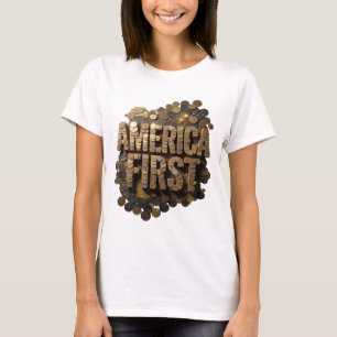 Opvallend zilver AMERIKA EERST Grafisch ontwerp T-shirt