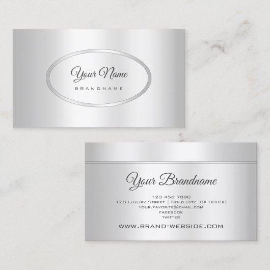 Opvallend Zilver Metallic Aluminium Stijl Visitekaartje (Voorkant / Achterkant)
