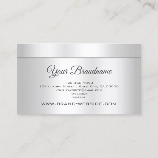 Opvallend Zilver Metallic Aluminium Stijl Visitekaartje (Achterkant)