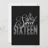 Opvallend Zilveren Glitter Sweet 16-partijuitnodig Kaart (Achterkant)