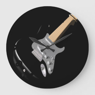 Opvallend zwart elektrisch gitaar muziekinstrument grote klok