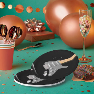 Opvallend zwart elektrisch gitaar muziekinstrument papieren bordje