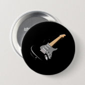 Opvallend zwart elektrisch gitaar muziekinstrument ronde button 7,6 cm (Voorkant /achterkant)