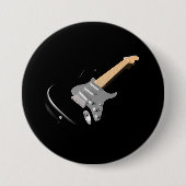 Opvallend zwart elektrisch gitaar muziekinstrument ronde button 7,6 cm (Voorkant)