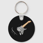 Opvallend zwart elektrisch gitaar muziekinstrument sleutelhanger (Achterkant)
