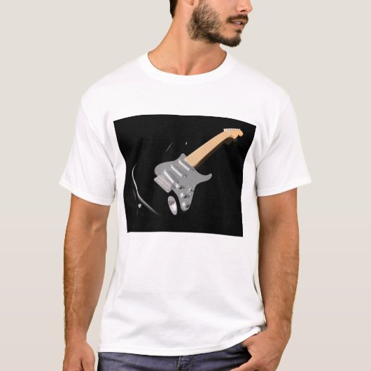 Opvallend zwart elektrisch gitaar muziekinstrument t-shirt (Voorkant)