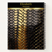 Opvallend zwart en goud patroon van de huid van ee notitieboek (Achterkant)